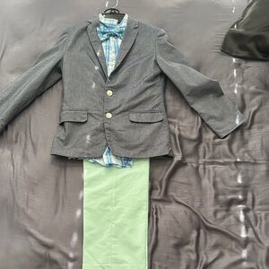 Nautica Charcoal Blazer with Aqua Plaid Shirt